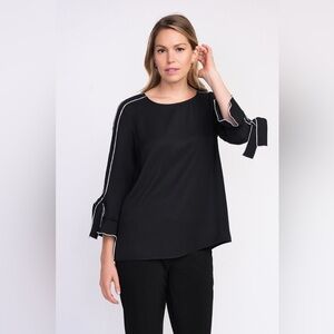 Joseph Ribkoff Black Blouse with Ribbon Accents